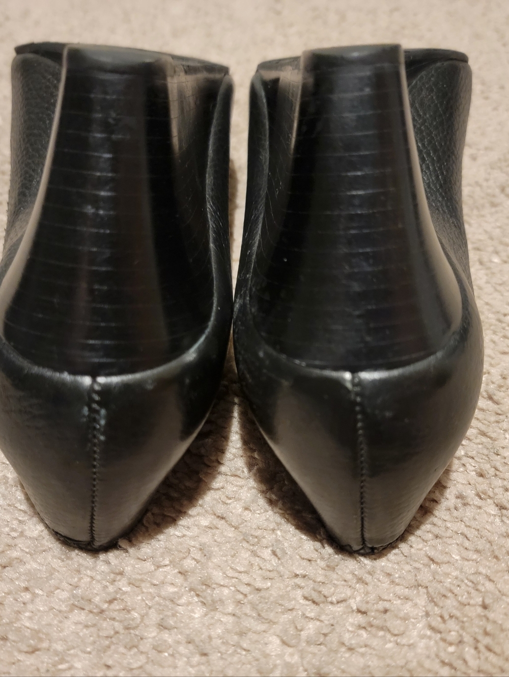Tory Burch Sally 2 Black Leather Wedges Peep Toe Heels Size 9.5 - Picture 8 of 10